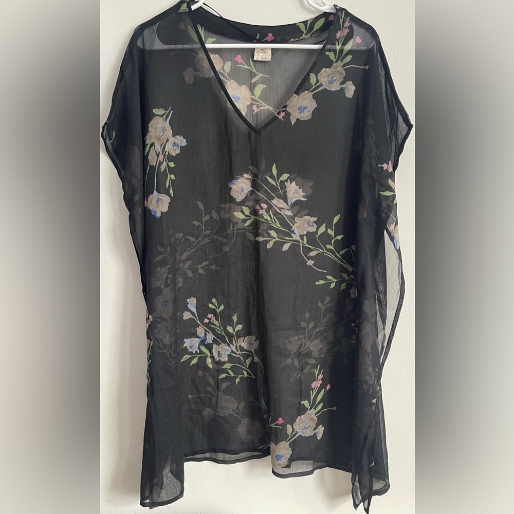 O'Neill Black Floral Swim Coverup size large